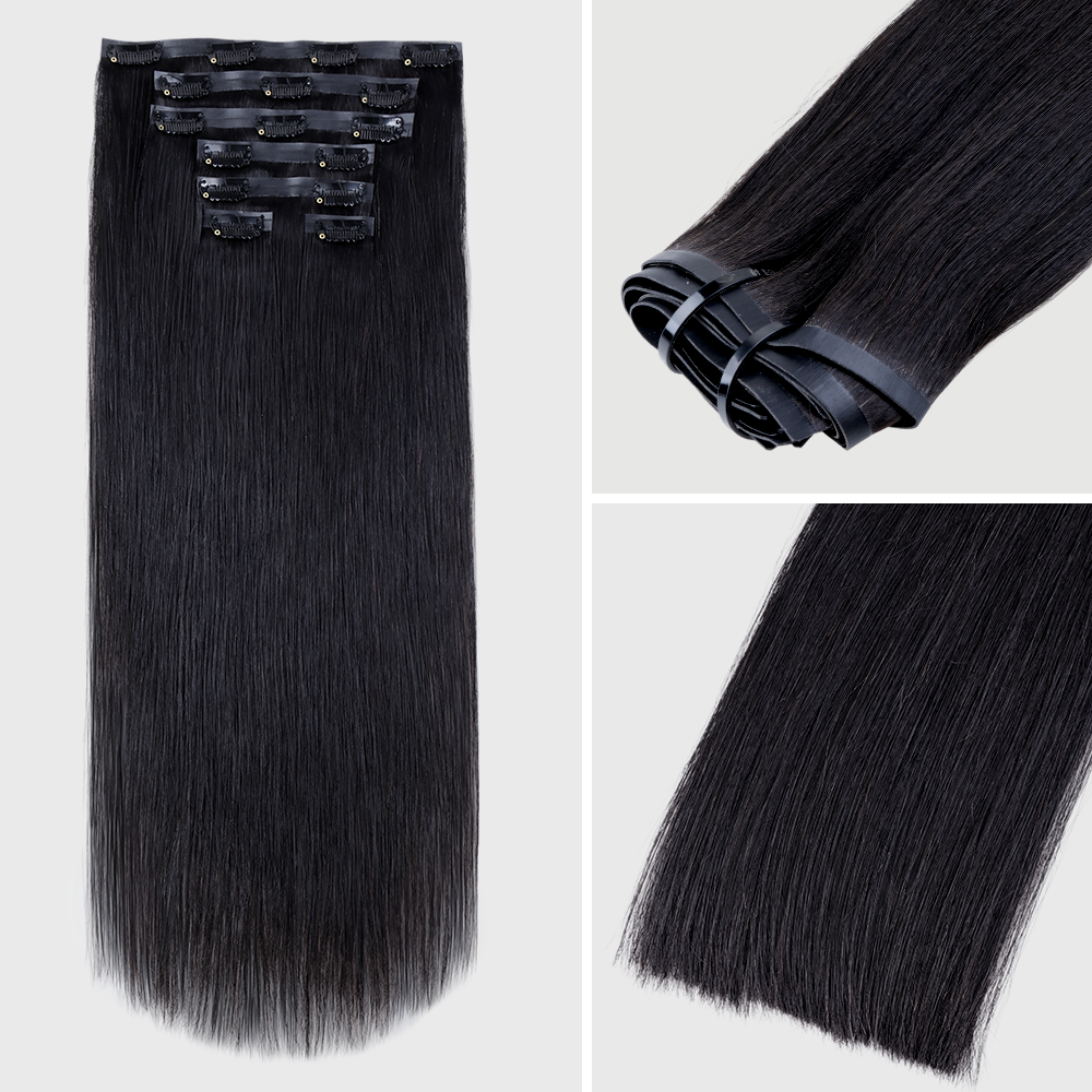 Lashey Seamless Clip in Hair Extensions Super Flat Silky Straight Real Human Hair