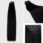Lashey Seamless Clip in Hair Extensions Super Flat Silky Straight #1 Jet Black Real Human Hair