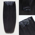 Lashey Seamless Clip in Hair Extensions Super Flat Yaki Straight Real Human Hair