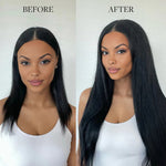 Lashey Seamless Clip in Hair Extensions Super Flat Yaki Straight Real Human Hair