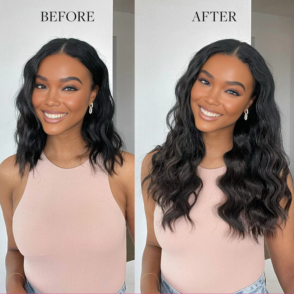 Lashey Invisi Edge Seamless Clip in Hair Extensions Body Wave Real Human Hair