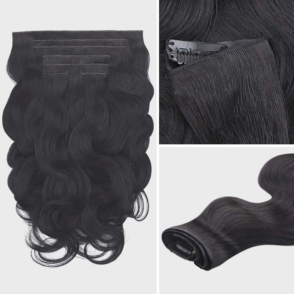 Lashey Genius Seamless Clip in Hair Extensions Body Wave Real Human Hair