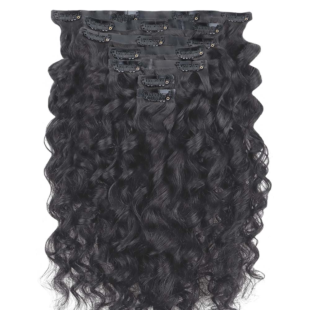 Lashey Genius Seamless Clip in Hair Extensions Deep Wave Real Human Hair