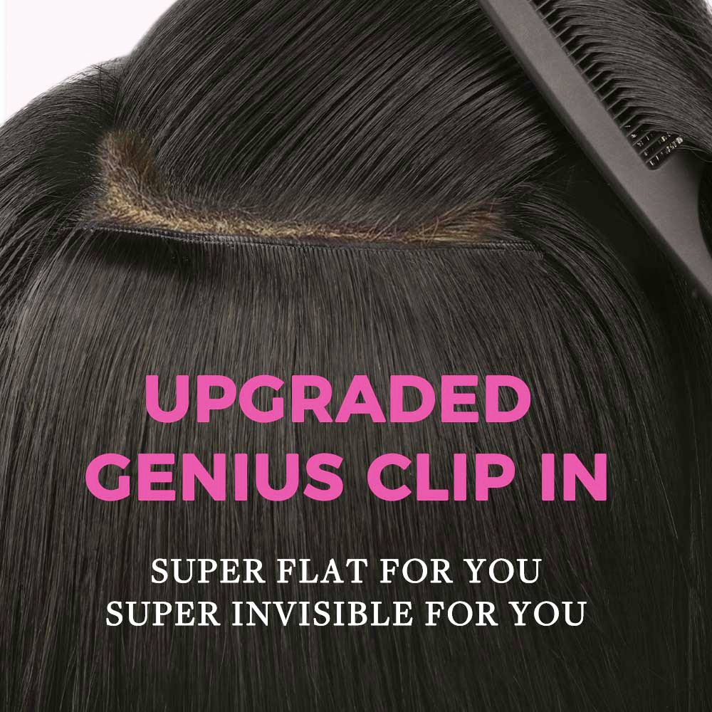 Lashey Genius Seamless Clip in Hair Extensions Silky Straight Real Human Hair