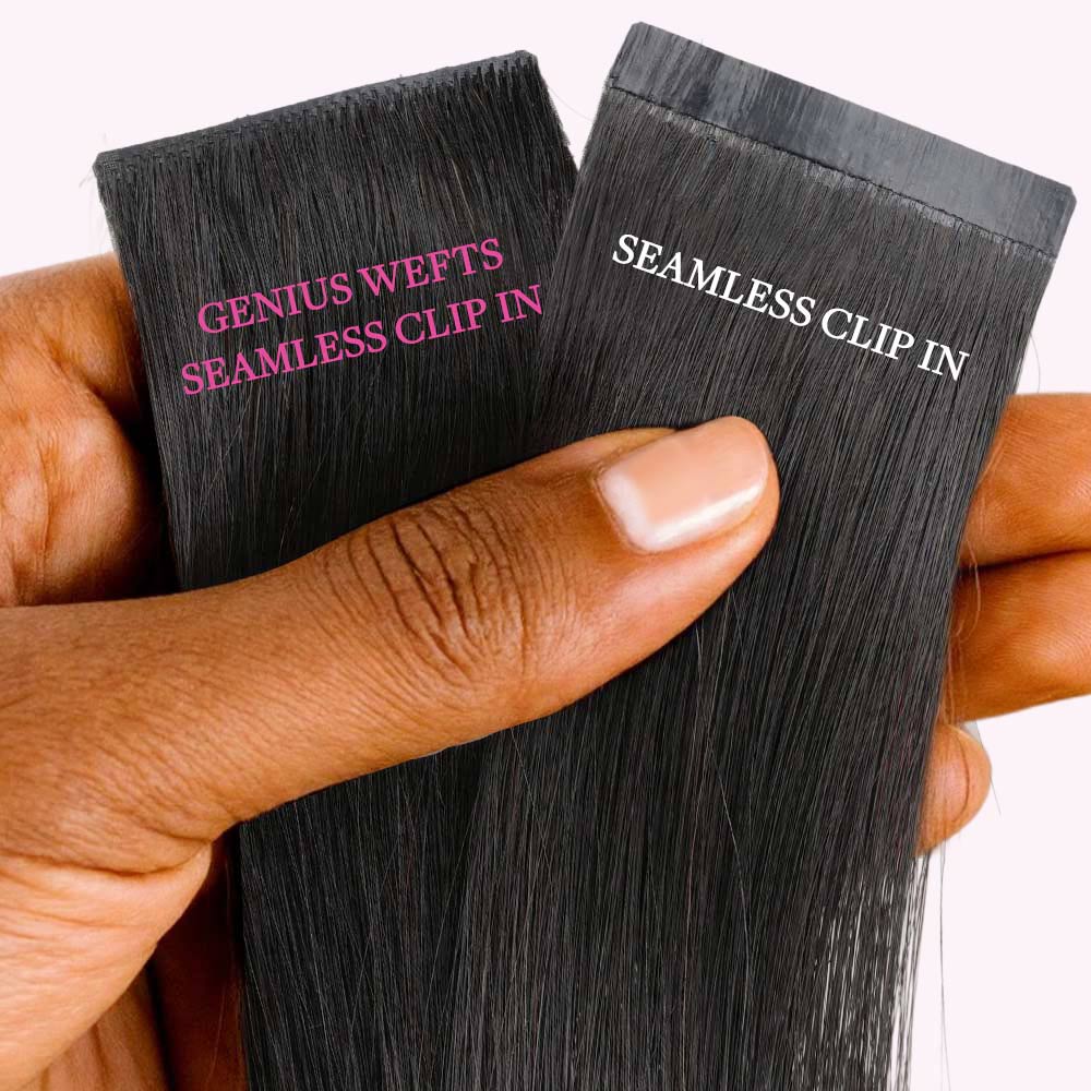 Lashey Genius Seamless Clip in Hair Extensions Silky Straight Real Human Hair