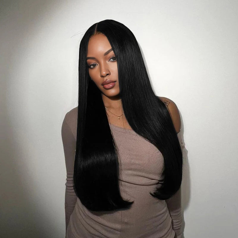 Lashey Invisi Edge Seamless Clip in Hair Extensions Silky Straight #1 Jet Black Real Human Hair