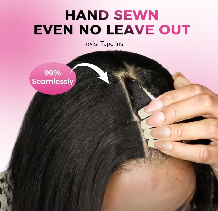 Invisible Soft Tape in Hair Extensions Human Hair Natural Black