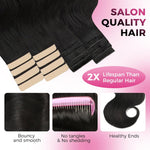 Invisible Soft Tape in Hair Extensions Human Hair Natural Black