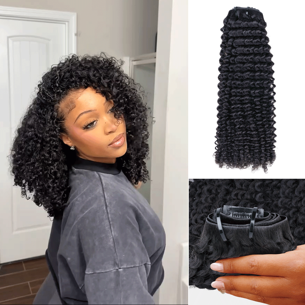 Lashey Invisi Edge Seamless Clip in Hair Extensions Kinky Curly Real Human Hair