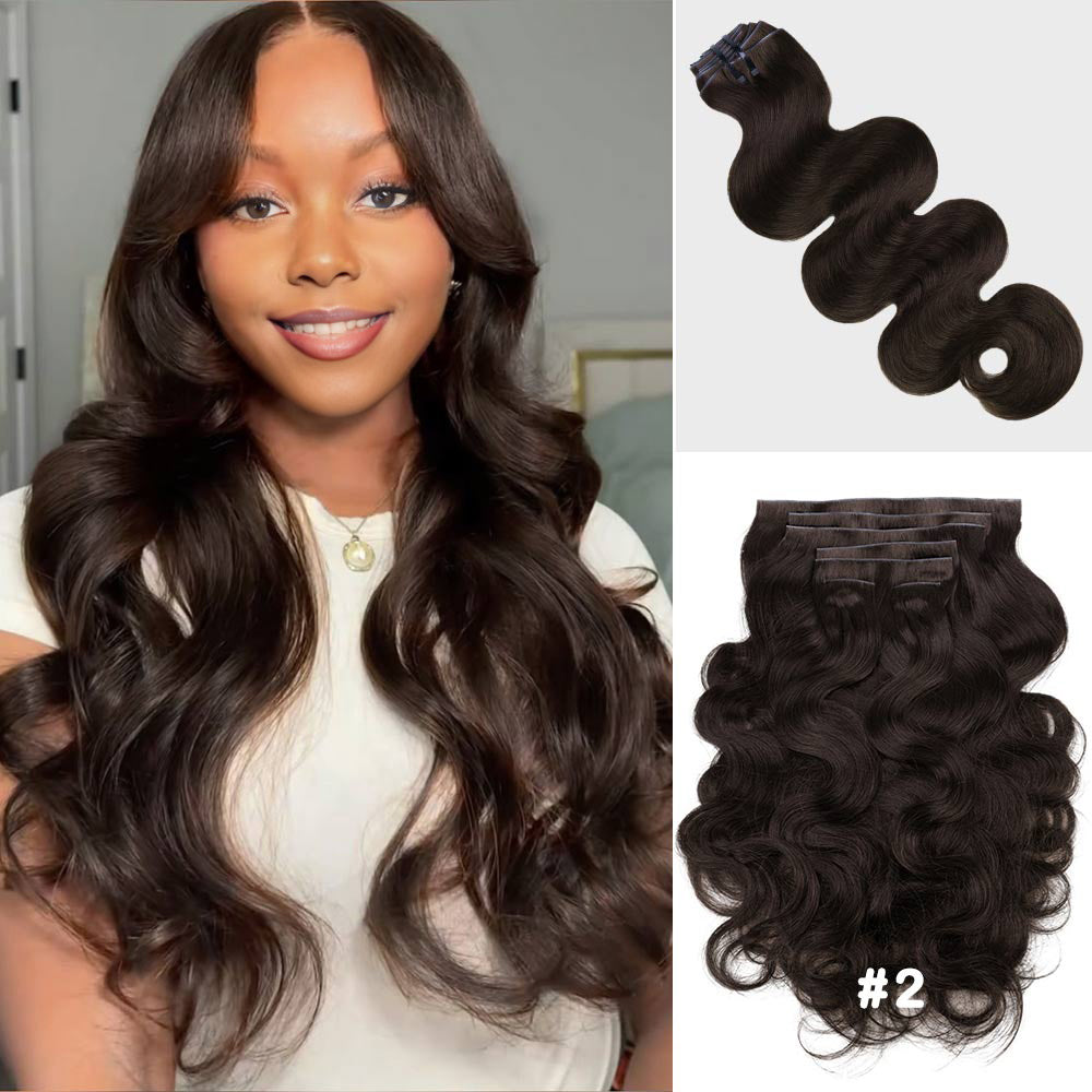 Lashey Invisi Edge Seamless Clip in Hair Extensions Body Wave Colored Real Human Hair