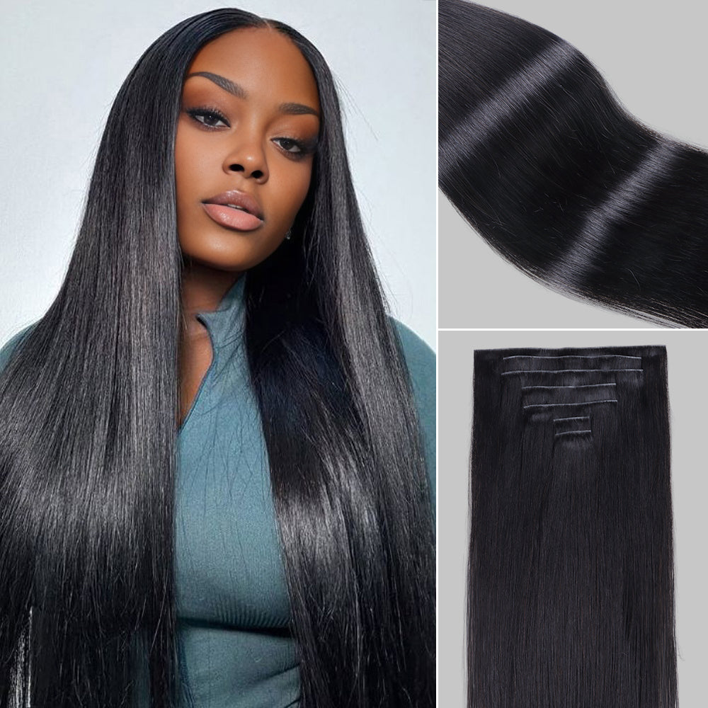 Lashey Invisi Edge Seamless Clip in Hair Extensions Silky Straight Real Human Hair