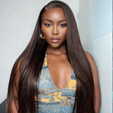 Lashey Invisi Edge Seamless Clip in Hair Extensions Silky Straight #2 Dark Brown Real Human Hair
