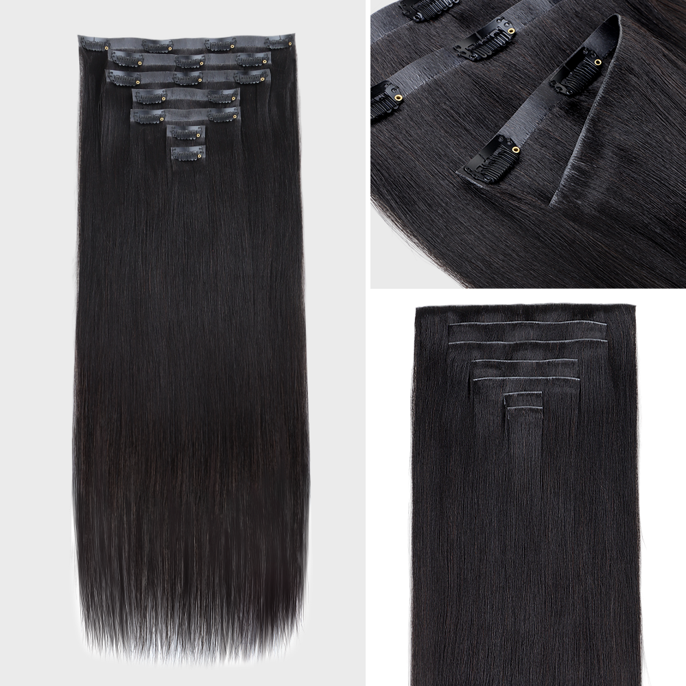 Lashey Invisi Edge Seamless Clip in Hair Extensions Yaki Straight Real Human Hair