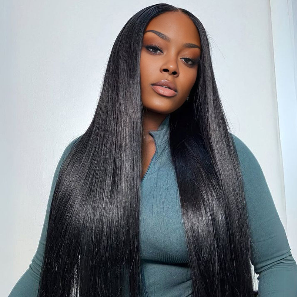 Lashey Invisi Edge Seamless Clip in Hair Extensions Yaki Straight Real Human Hair