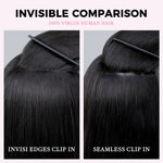Lashey Invisi Edge Seamless Clip in Hair Extensions Yaki Straight #1 Jet Black Real Human Hair