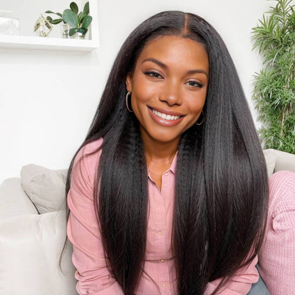 Lashey Seamless Clip in Hair Extensions Super Flat Kinky Straight Real Human Hair