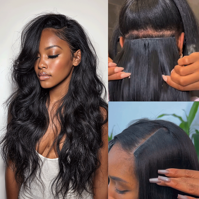 Lashey Body Wave / Yaki Straight / Kinky Curly / Kinky Straight / Straight Ultra Invisi Edges Clip in Hair Extensions