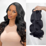 Lashey Upgraded Seamless Clip in Hair Extensions Super Flat Body Wave Human Hair