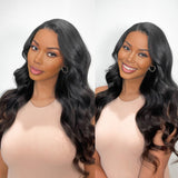 Lashey Upgraded Seamless Clip in Hair Extensions Super Flat Body Wave Human Hair