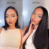 Lashey Invisi Edge Seamless Clip in Hair Extensions Yaki Straight Real Human Hair