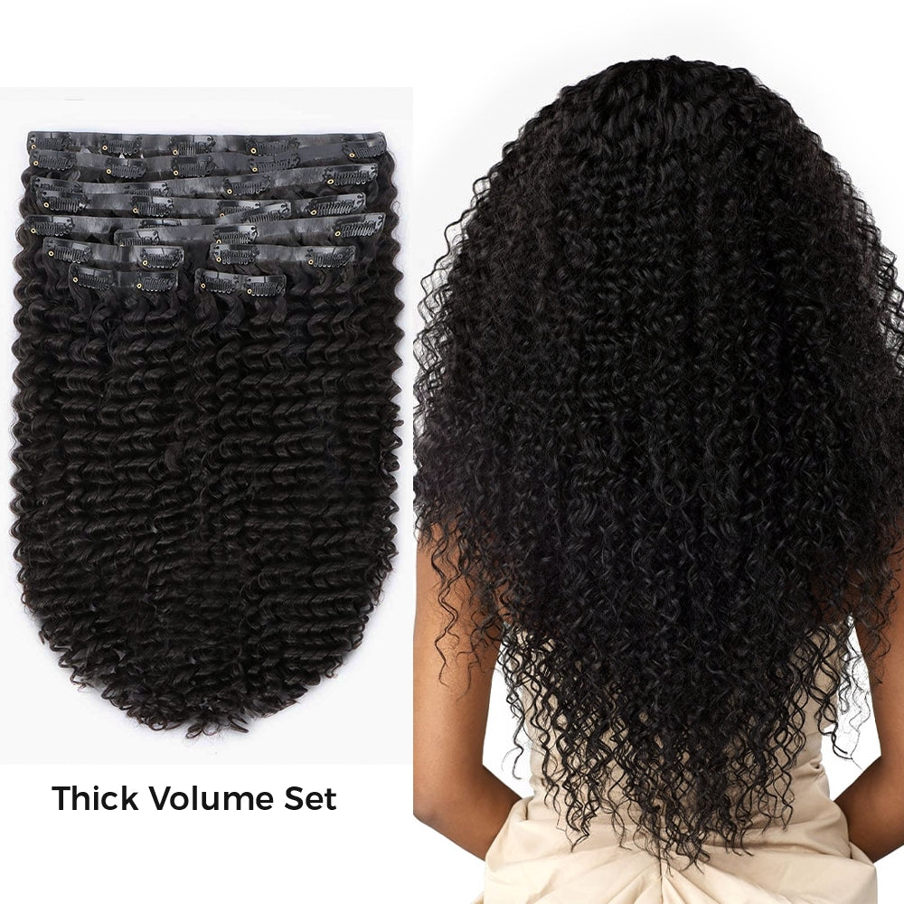 Lashey Upgraded Seamless Clip in Hair Extensions Kinky Curly Real Human Hair