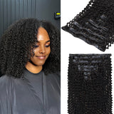 Lashey Upgraded Seamless Clip in Hair Extensions Kinky Curly Real Human Hair