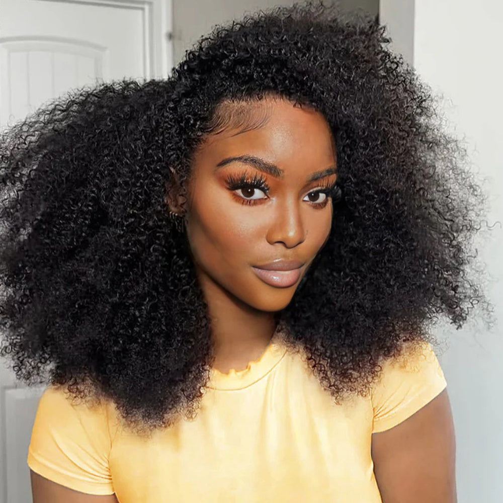 Lashey Seamless Clip in Hair Extensions Super Flat Kinky Curly Real Human Hair