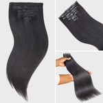 Lashey Genius Seamless Clip in Hair Extensions Yaki Straight Real Human Hair